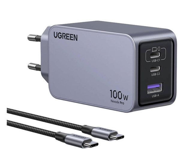 UGREEN Ładowarka sieciowa Nexode Pro 100W GaN USB + 2x USB-C szara - 1488952 - zdjęcie